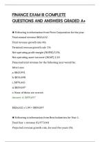 Finance Exam Iii Complete Questions And Answers Graded A