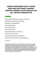 Airport Management Exam 1 Review&NewLine;Questions And Correct Answers&NewLine;&lpar;Verified Answers&rpar; Plus Rationales 2026&NewLine;Q&A &vert; Instant Download Pdf