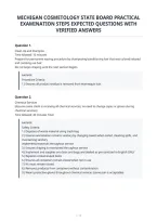 Michigan Cosmetology State Board Practical&NewLine;Examination Steps Expected Questions With&NewLine;Verified Answers
