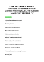 Ati Rn Adult Medical Surgical&NewLine;Questions And Correct Answers&NewLine;&lpar;Verified Answers&rpar; Plus Rationales 2026&NewLine;Q&A &vert; Instant Download Pdf