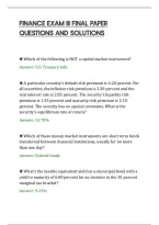 Finance Exam Iii Final Paper Questions And Solutions