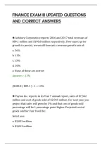 Finance Exam Iii Updated Questions And Correct Answers