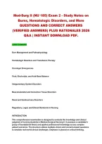 Med-Surg Ii &lpar;Nu 185&rpar; Exam 2 - Study Notes On&NewLine;Burns&comma; Hematologic Disorders&comma; And More&NewLine;Questions And Correct Answers&NewLine;&lpar;Verified Answers&rpar; Plus Rationales 2026&NewLine;Q&A &vert; Instant Download Pdf