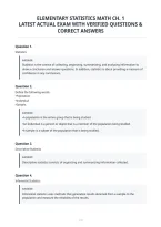 Elementary Statistics Math Ch&period; 1&NewLine;Latest Actual Exam With Verified Questions &&NewLine;Correct Answers