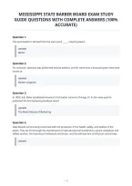 Mississippi State Barber Board Exam Study&NewLine;Guide Questions With Complete Answers &lpar;100&percnt;&NewLine;Accurate&rpar;&NewLine;