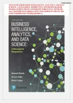 Test Bank - Business Intelligence&comma; Analytics&comma; and Data Science&colon; A Managerial Perspective 4th Edition  By Ramesh Sharda&comma; Dursun Delen & Efraim Turban &vert; All Chapters Covered &vert; Rated A&plus; &vert; Newest Edition