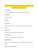 D363 - Personal Finance Practice Questions with &NewLine;Verified Correct Answers 