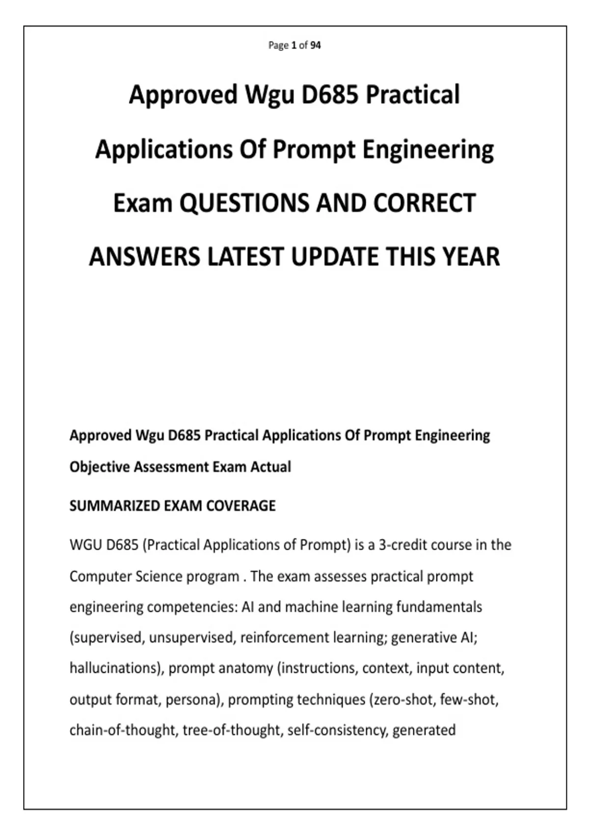 Technology Objectives Exmaple The WGU D685 Practical Applications of Prompt Engineering Examination ...