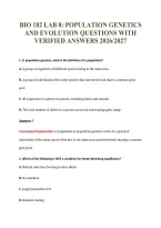 Bio 182 Lab 8&colon; Population Genetics&NewLine;And Evolution Questions With&NewLine;Verified Answers 2026&sol;2027