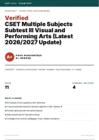 CSET Multiple Subjects Subtest III Visual and Performing Arts 2026&sol;2027 &ndash; Questions and Answers Visual and Performing Arts 2026&sol;2027 &ndash; 100&percnt; Verified &vert; Detailed Rationales &ndash; Pass Guaranteed &ndash; A&plus; Graded