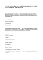 Nur 201 Exam Practice Questions 2026&sol;2027 &vert; Nursing Exam Revision And Answers