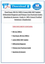 NR 511 Final Exam Study Guide&colon; Differential Diagnosis and Primary Care Questions & Answers 