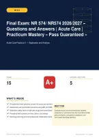 NR 574&sol; NR574 Final Exam 2026&sol;2027 &ndash; Questions and Answers Acute Care &ndash; 100&percnt; Verified &vert; Detailed Rationales &ndash; Pass Guaranteed &ndash; A&plus; Graded&NewLine;&NewLine;