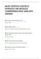Milady Esthetics Chapter 10&NewLine;Physiology And Histology&NewLine;Comprehensive Study Guide With&NewLine;Answers