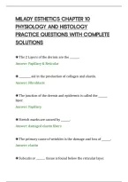 Milady Esthetics Chapter 10&NewLine;Physiology And Histology&NewLine;Practice Questions With Complete&NewLine;Solutions
