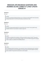 Missouri Life Insurance Questions And&NewLine;Answers Solved Correctly Latest Update&NewLine;Graded A&plus;