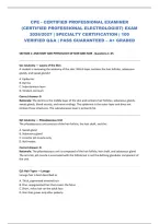 Cpe - Certified Professional Examiner &lpar;Certified Professional Electrologist&rpar; Exam 2026&sol;2027 &vert; Specialty Certification &vert; 100 Verified Q&A &vert; Pass Guaranteed &ndash; A&plus; Graded