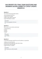 Aaa Driver's Ed&colon; Final Exam Questions And&NewLine;Answers Solved Correctly Latest Update&NewLine;Graded A&plus;
