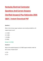 Kentucky Electrical Contractor &NewLine;Questions And Correct Answers &NewLine;&lpar;Verified Answers&rpar; Plus Rationales 2026 &NewLine;Q&A &vert; Instant Download Pdf 