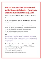 NUR 283 Exam 2026&sol;2027 &vert;Questions with &NewLine;Verified Answers & Rationales &vert; Transition to &NewLine;Registered Nursing Practice Study Guide 
