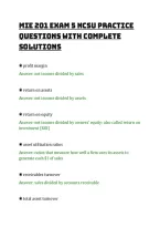 Mie 201 Exam 2 Ncsu Practice&NewLine;Questions With Complete&NewLine;Solutions
