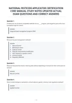 National Pesticide Applicator Certification&NewLine;Core Manual Study Notes Updated Actual&NewLine;Exam Questions And Correct Answers