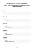 Nln-Pax Vocabulary From Study Guide&NewLine;Latest Actual Exam With Verified Questions &&NewLine;Correct Answers&NewLine;