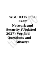 WGU D315 Network and Security Final Exam 2027 &vert; Verified Questions and Answers