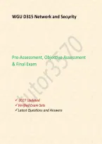 WGU D315 Network and Security 2027 &vert; Pre-Assessment&comma; Objective Assessment and Final Exam &vert; Questions and Answers&NewLine;