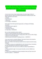 NURS 340 Public Health & Community Health Nursing Exam Quiz 3 Questions and Answers plus Rationale&NewLine;