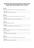 Modeling And Simulation Basic Course Exam&NewLine;Questions And Answers Latest Update&NewLine;