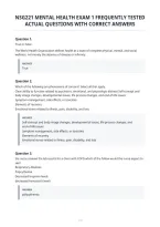 Nsg221 Mental Health Exam 1 Frequently Tested&NewLine;Actual Questions With Correct Answers