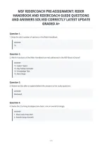 Msf Ridercoach Pre-Assignment&colon; Rider&NewLine;Handbook And Ridercoach Guide Questions&NewLine;And Answers Solved Correctly Latest Update&NewLine;Graded A&plus;