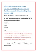 NSG 500 Exam 2 Advanced Health &NewLine;Assessment 2026&sol;2027 &vert;Questions with &NewLine;Verified Answers & Rationales &vert; High-Yield &NewLine;Practice Guide