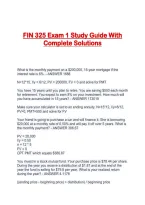 FIN 325 Exam 1 Study Guide With Complete Solutions