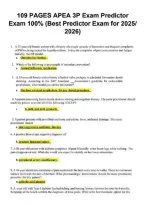 APEA 3P Exam Predictor 2025-2026 &vert; 109 Pages of High-Yield Questions with Correct Answers &ndash; Best Predictor Exam for NP Students &vert; 100&percnt; Pass Ready