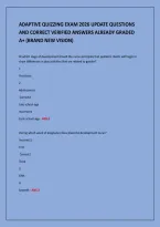 Adaptive Quizzing Exam 2026 Update Questions&NewLine;And Correct Verified Answers Already Graded&NewLine;A&plus; &lpar;Brand New Vision&rpar;