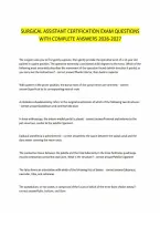 &NewLine;Surgical Assistant Certification Exam Questions With Complete Answers 2026-2027&NewLine;