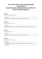 Nyc Food Protection Course Review&NewLine;Study Guide&NewLine;Questions And Answers Solved Correctly&NewLine;Latest Update Graded A&plus;&NewLine;