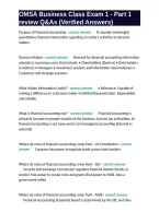 OMSA Business Class Exam 1 - Part 1 review Q&As &lpar;Verified Answers