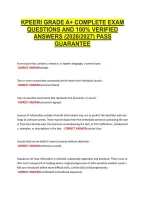Kpeeri Grade A&plus; Complete Exam &NewLine;Questions And 100&percnt; Verified &NewLine;Answers &lpar;2026&sol;2027&rpar; Pass &NewLine;Guarantee 