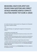 Behavioral Health EOR Latest 2025 Revised Exam &ndash; Questions and Correct Detailed Answers