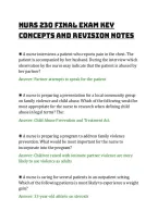 Nurs 230 Final Exam Key&NewLine;Concepts And Revision Notes