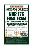 NUR 176 Exams 1-3 & Final Exam Adult Health Nursing for the Practical Nurse I Questions And Answers 2026&sol;2027 HONDROS COLLEGE