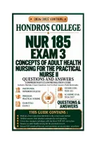 NUR 185 Exam 3&nbsp;Concepts of Adult Health Nursing for the Practical Nurse II Questions And Answers 2026&sol;2027 HONDROS COLLEGE