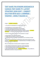 Test Bank for Nursing Research in Canada Test Bank Pt1 &ndash; Latest Updates 2026-2027 &vert; Correct Solutions with Quiz & Answers &vert; Verified &vert; Highly Graded A&plus;