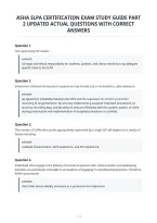 Asha Slpa Certification Exam Study Guide Part&NewLine;2 Updated Actual Questions With Correct&NewLine;Answers