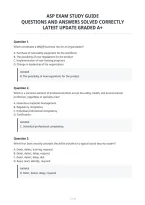Asp Exam Study Guide&NewLine;Questions And Answers Solved Correctly&NewLine;Latest Update Graded A&plus;