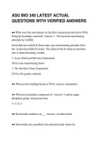 Asu Bio 340 Latest Actual&NewLine;Questions With Verified Answers