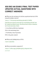 Asu Bio 340 Exam 3 Final Test Paper&NewLine;Updated Actual Questions With&NewLine;Correct Answers